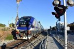 ACE Train # 05 arriving into Santa Clara Great America Station behind a Charger 